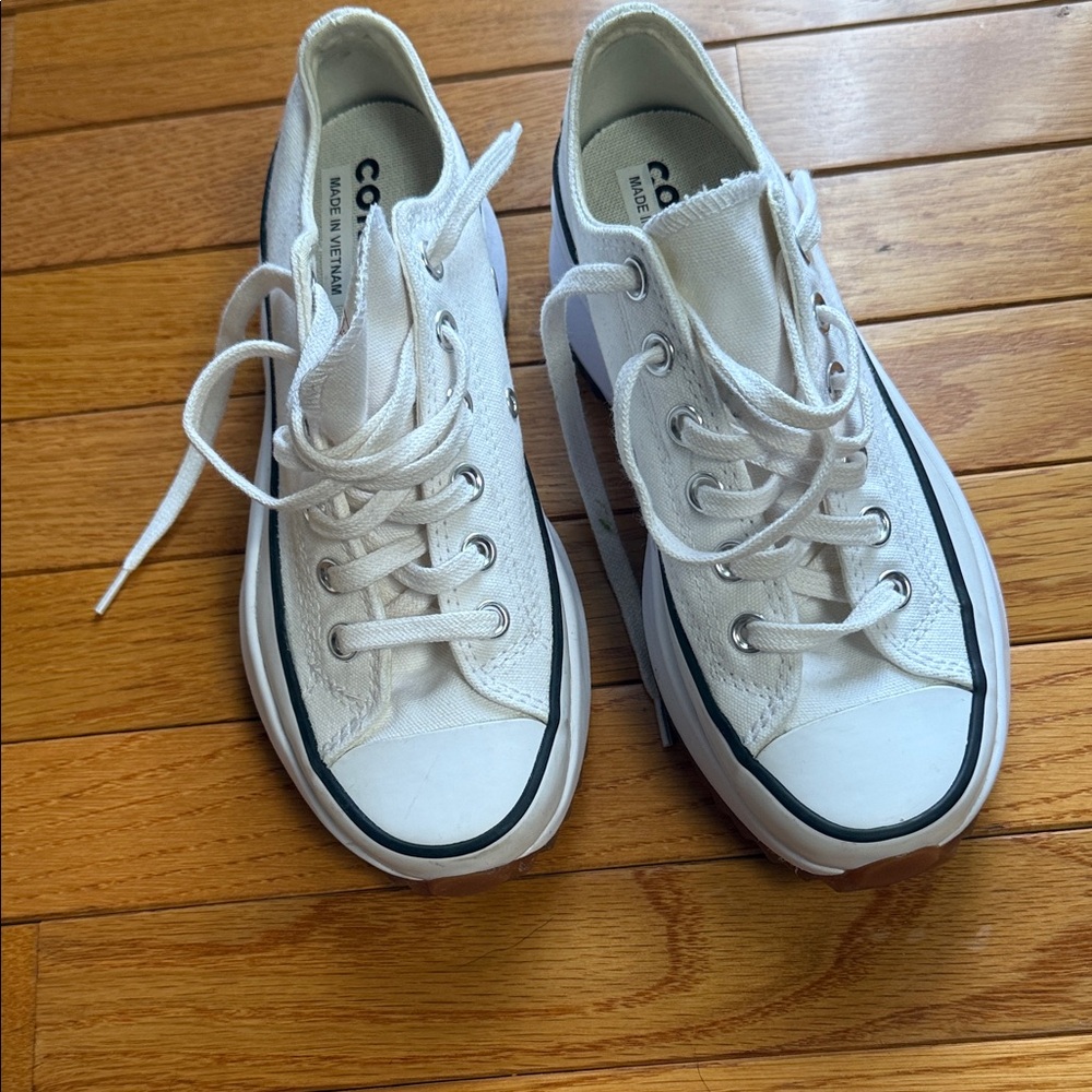 Converse White Canvas Low-Top Sneakers with Black Trim